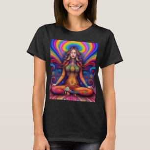 Psychedelische Goddess Rainbow Meditation Art T-Shirt