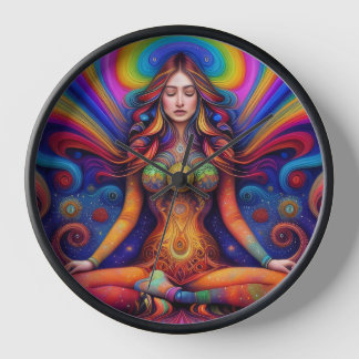 Psychedelische Göttin Regenbogen-Meditationskunst Uhr