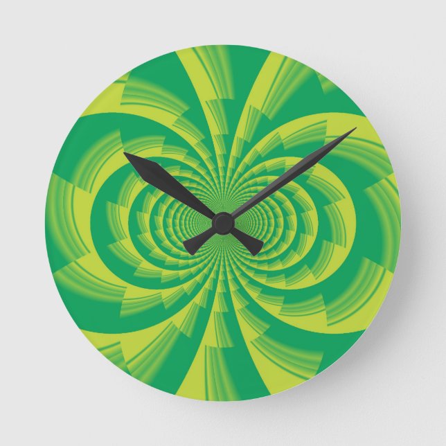 Psychedelische Grüne Kunst Runde Wanduhr (Vorderseite)