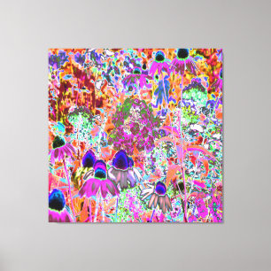 Psychedelische heißrosa und limettengrüne Gartenbl Leinwanddruck