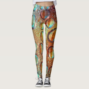 Psychedelische, hellblaue und orangefarbene Wasser Leggings