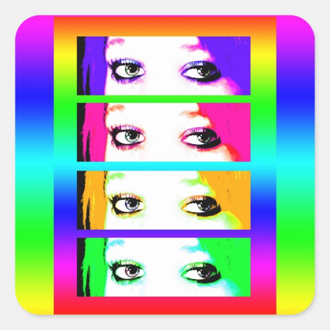 Psychedelische, helle Augen Quadratischer Aufkleber (Vorderseite)