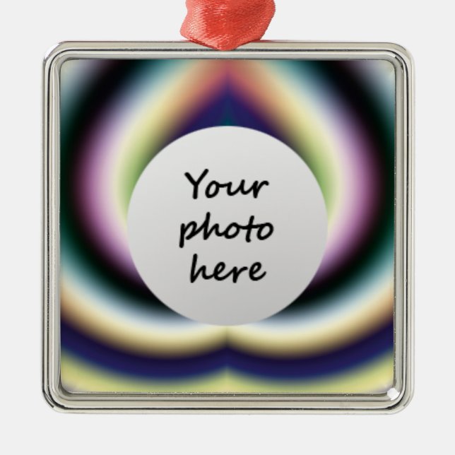 Psychedelische Herz Weihnachtsbaum-Ornamente Silbernes Ornament (Vorne)