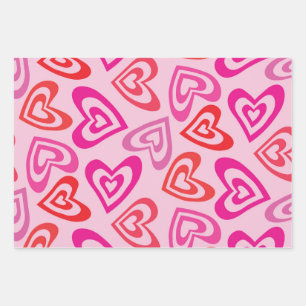 Psychedelische Herzen lieben den Valentinstag Geschenkpapier Set