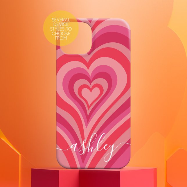 Psychedelische Herzkalligraphie Skriptnamen Pinks Case-Mate iPhone Hülle (Personalized Phone Case with Custom Name - Pick Your Device)