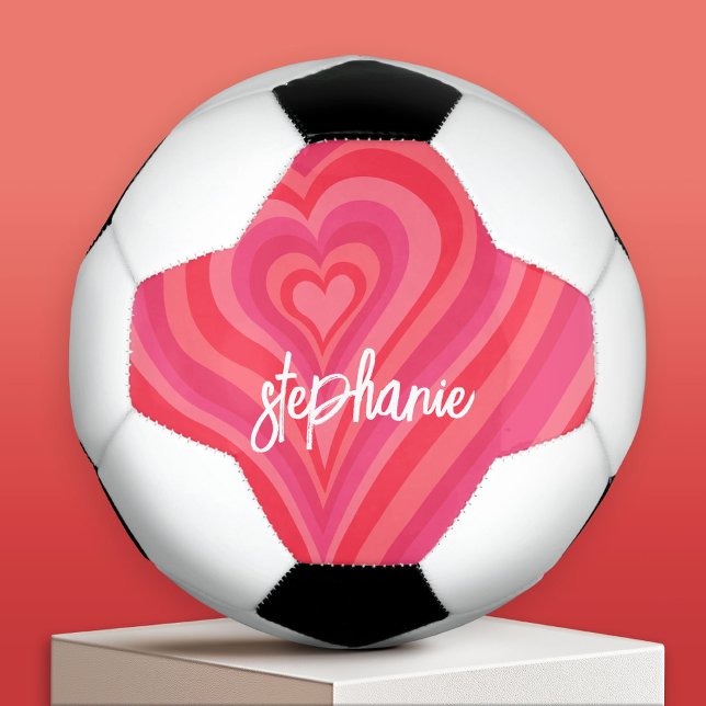 Psychedelische Herzkalligraphie Skriptnamen Pinks Fußball (Custom Soccer Ball)