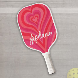Psychedelische Herzkalligraphie Skriptnamen Pinks Pickleball Schläger