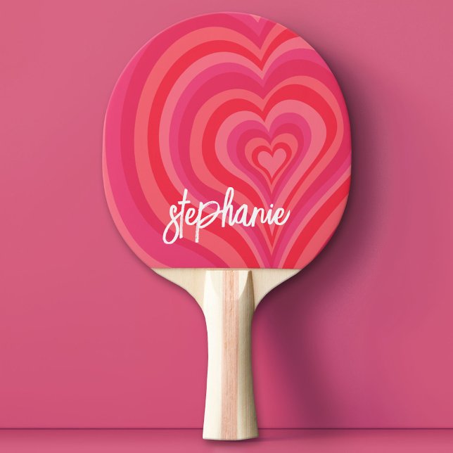 Psychedelische Herzkalligraphie Skriptnamen Pinks Tischtennis Schläger (Custom Ping Pong Paddle)