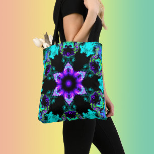 Psychedelische Hippie-Blume Lila Aquamarin und sch