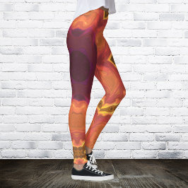 Psychedelische Hippie-Blume Orange Lila und gelb Leggings