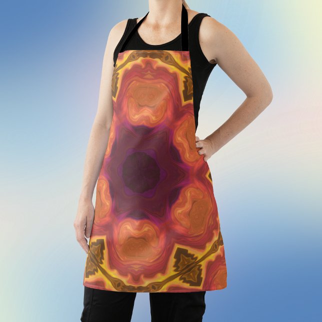 Psychedelische Hippie-Blume Orange Lila und gelb Schürze (Von Creator hochgeladen)