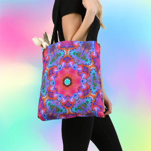 Psychedelische Hippie-Blume Rosa Blau und Orange