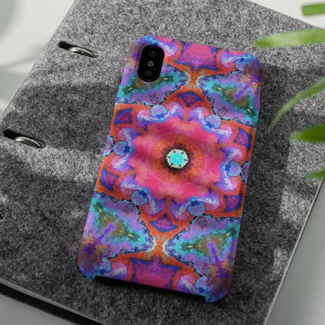 Psychedelische Hippie-Blume Rosa Blau und Orange Case-Mate iPhone Hülle (Von Creator hochgeladen)