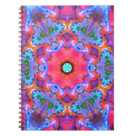 Psychedelische Hippie-Blume Rosa Blau und Orange Notizblock