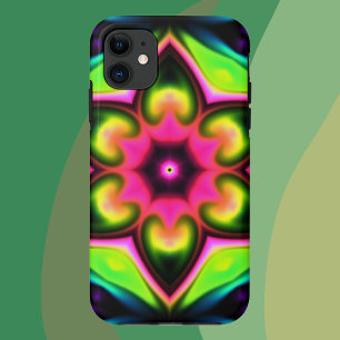 Psychedelische Hippie-Blume Rosa Gelb und Grün Case-Mate iPhone Hülle