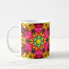 Psychedelische Hippie-Blume Rosa Gelb und Grün Kaffeetasse