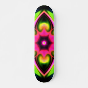 Psychedelische Hippie-Blume Rosa Gelb und Grün Skateboard