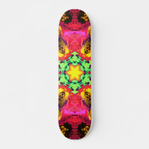 Psychedelische Hippie-Blume Rosa Gelb und Grün Skateboard
