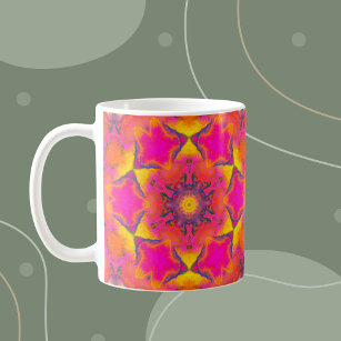 Psychedelische Hippie-Blume Rosa Lila und gelb Kaffeetasse
