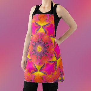 Psychedelische Hippie-Blume Rosa Lila und gelb Schürze