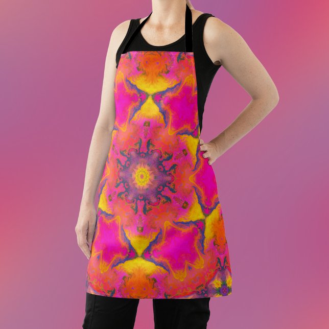 Psychedelische Hippie-Blume Rosa Lila und gelb Schürze (Von Creator hochgeladen)