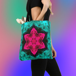 Psychedelische Hippie-Blume Rosa und Aquamarin