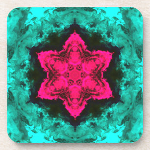 Psychedelische Hippie-Blume Rosa und Aquamarin Getränkeuntersetzer