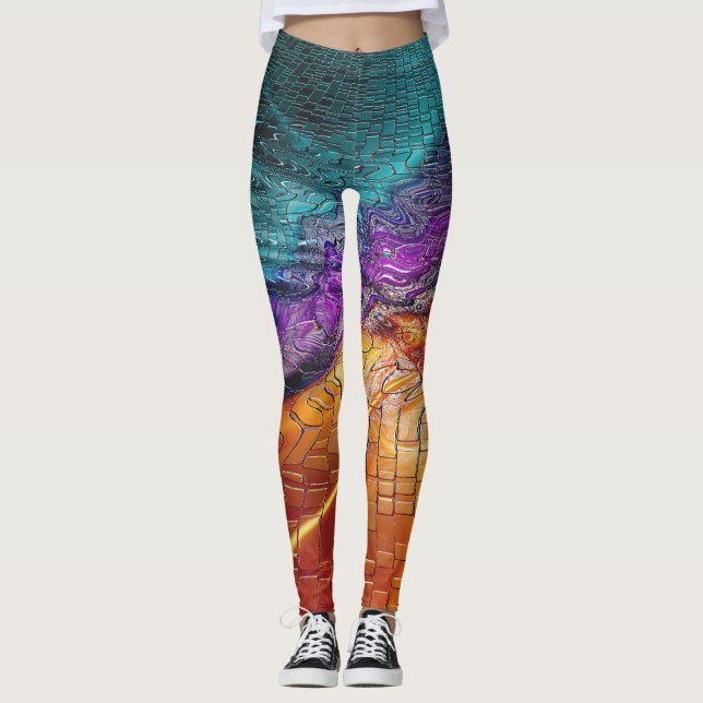 psychedelische Illusion bunter Kunst Leggings (Vorderseite)