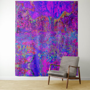 Psychedelische impressionistische violette Landsch Wandteppich
