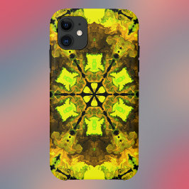 Psychedelische Kaleidoskop-Blume Gelb und Grün Case-Mate iPhone Hülle