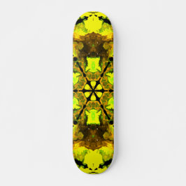 Psychedelische Kaleidoskop-Blume Gelb und Grün Skateboard
