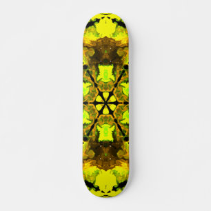 Psychedelische Kaleidoskop-Blume Gelb und Grün Skateboard