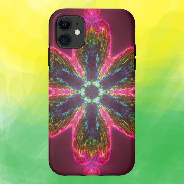Psychedelische Kaleidoskop-Blume grün und rosa Case-Mate iPhone Hülle (Von Creator hochgeladen)