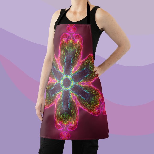 Psychedelische Kaleidoskop-Blume grün und rosa Schürze (Von Creator hochgeladen)