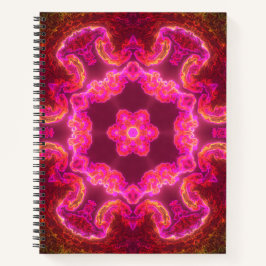 Psychedelische Kaleidoskop-Blume Rosa und Grün Notizbuch