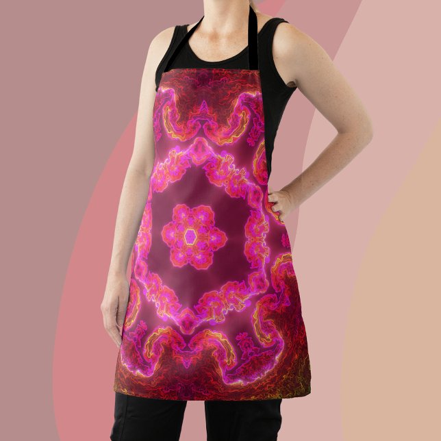 Psychedelische Kaleidoskop-Blume Rosa und Grün Schürze (Von Creator hochgeladen)