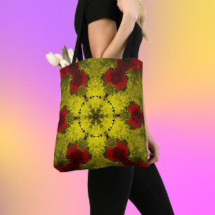 Psychedelische Kaleidoskop-Blume Rot und Gelb