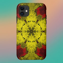 Psychedelische Kaleidoskop-Blume Rot und Gelb Case-Mate iPhone Hülle