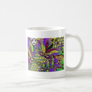 Psychedelische Karneval-Feder maskiert Tasse