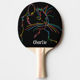 Psychedelische Katze auf Pingpongpaddel Editable N Tischtennis Schläger