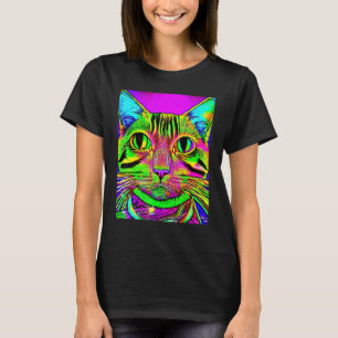 Psychedelische Katze Katzenliebhaber in Katzenkuns T-Shirt