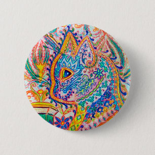 Psychedelische Katze, Louis Wain Button