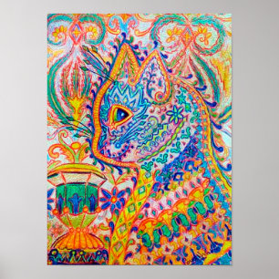 Psychedelische Katze, Louis Wain Poster
