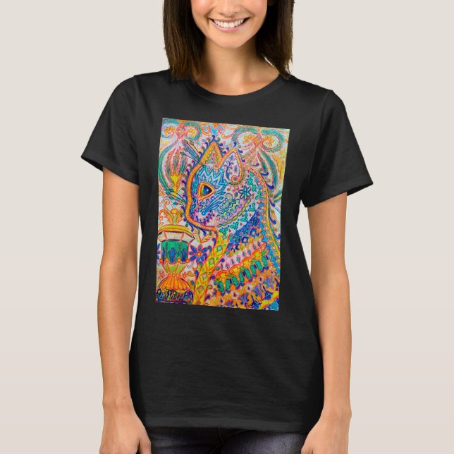Psychedelische Katze, Louis-Wain-T - Shirt (Vorderseite)