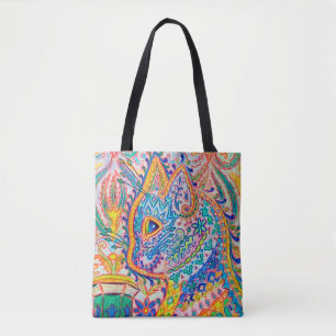 Psychedelische Katze, Louis-Wain-Tote-Beutel