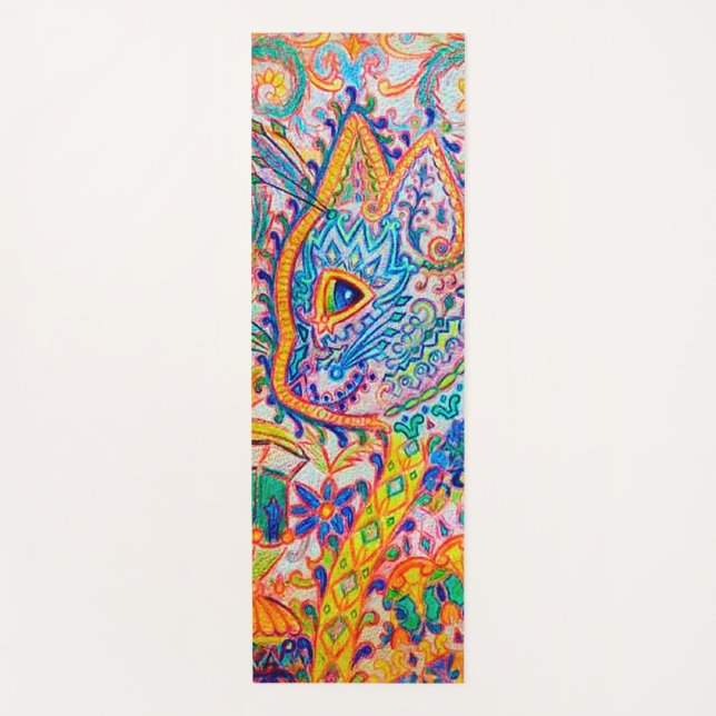 Psychedelische Katze, Louis Wain Yogamatte (Vorderseite)