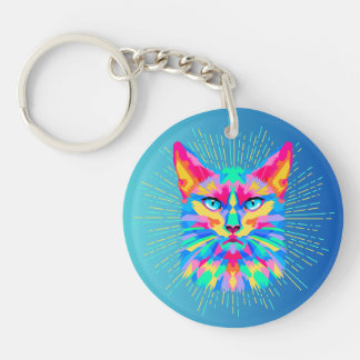 Psychedelische Katze Schlüsselanhänger