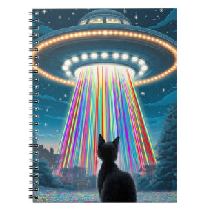 Psychedelische Katze & UFO Lustige Außerirdische Notizblock
