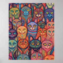 Psychedelische Katzen. Hippy, Bohemisch, BoHo Poster