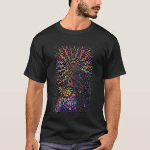Psychedelische Katzenlady Trippy Hippie Design T-Shirt
